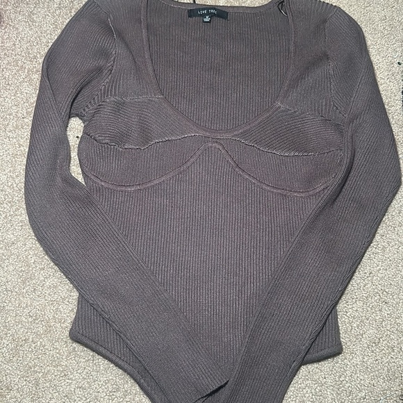 Brown Ribbed Sweater Bodysuit - Picture 7 of 7